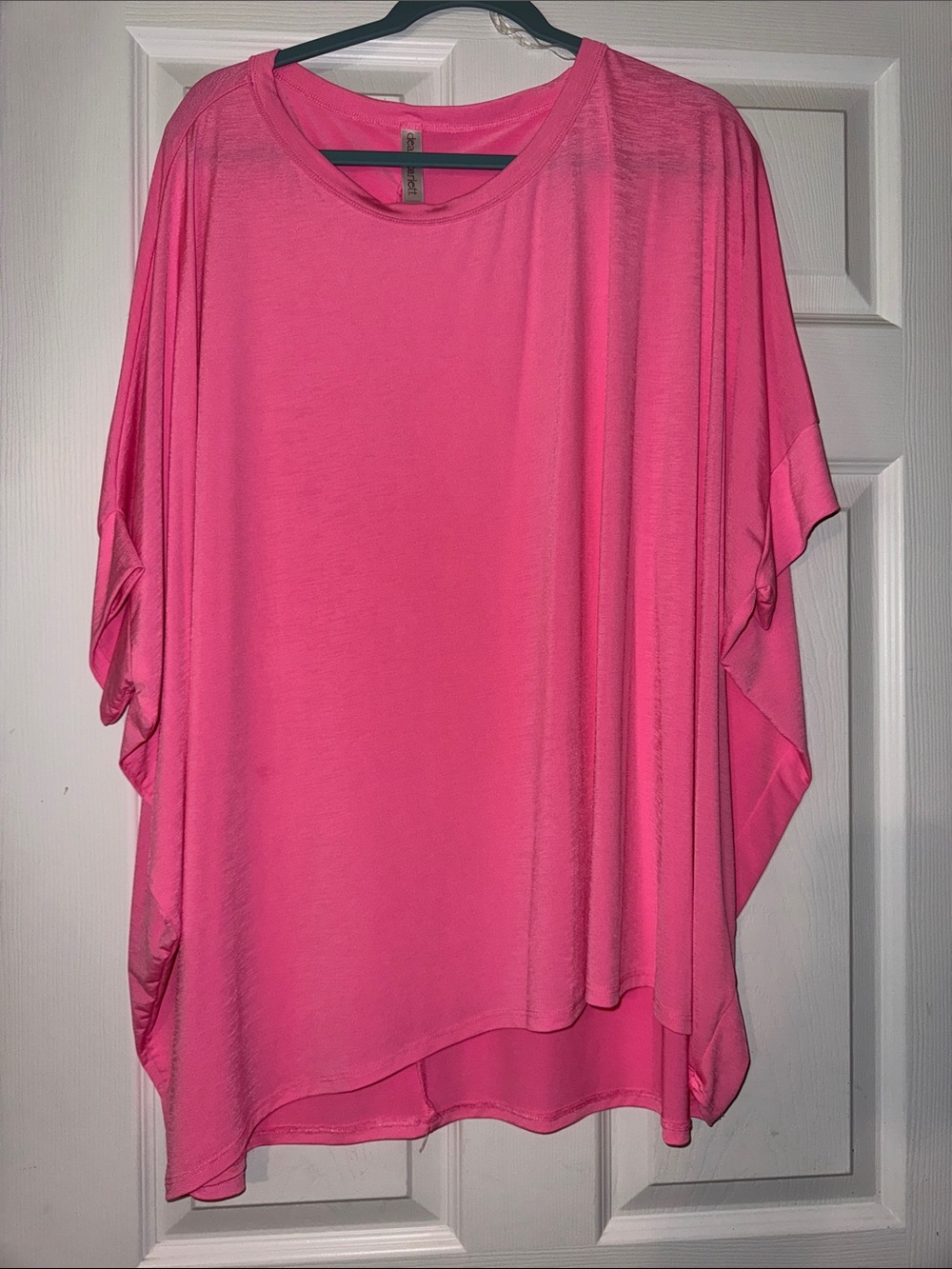 Women's Oversized Dolman Tunic Top in Hot Pink